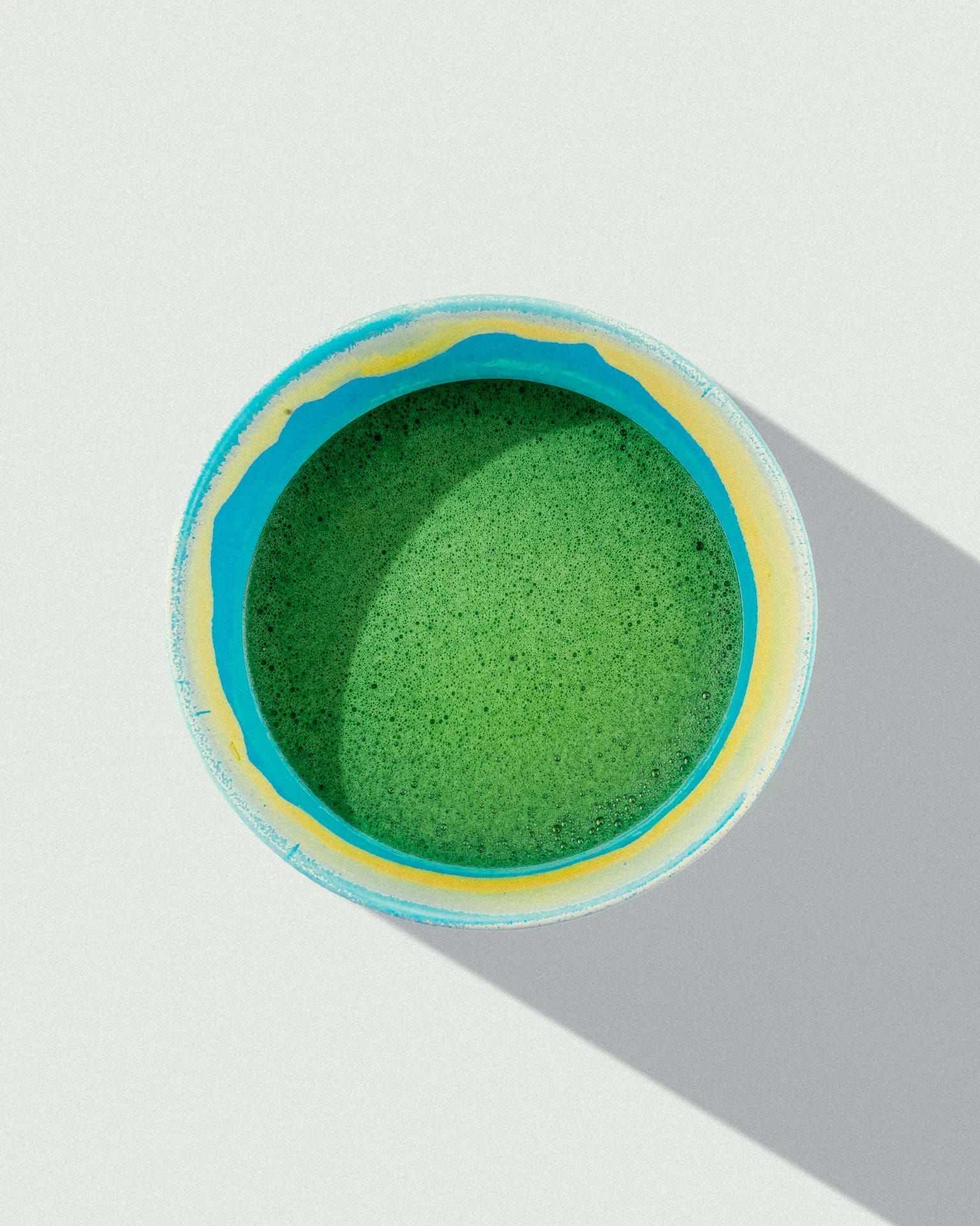 Ceremonial machine-milled matcha, top view