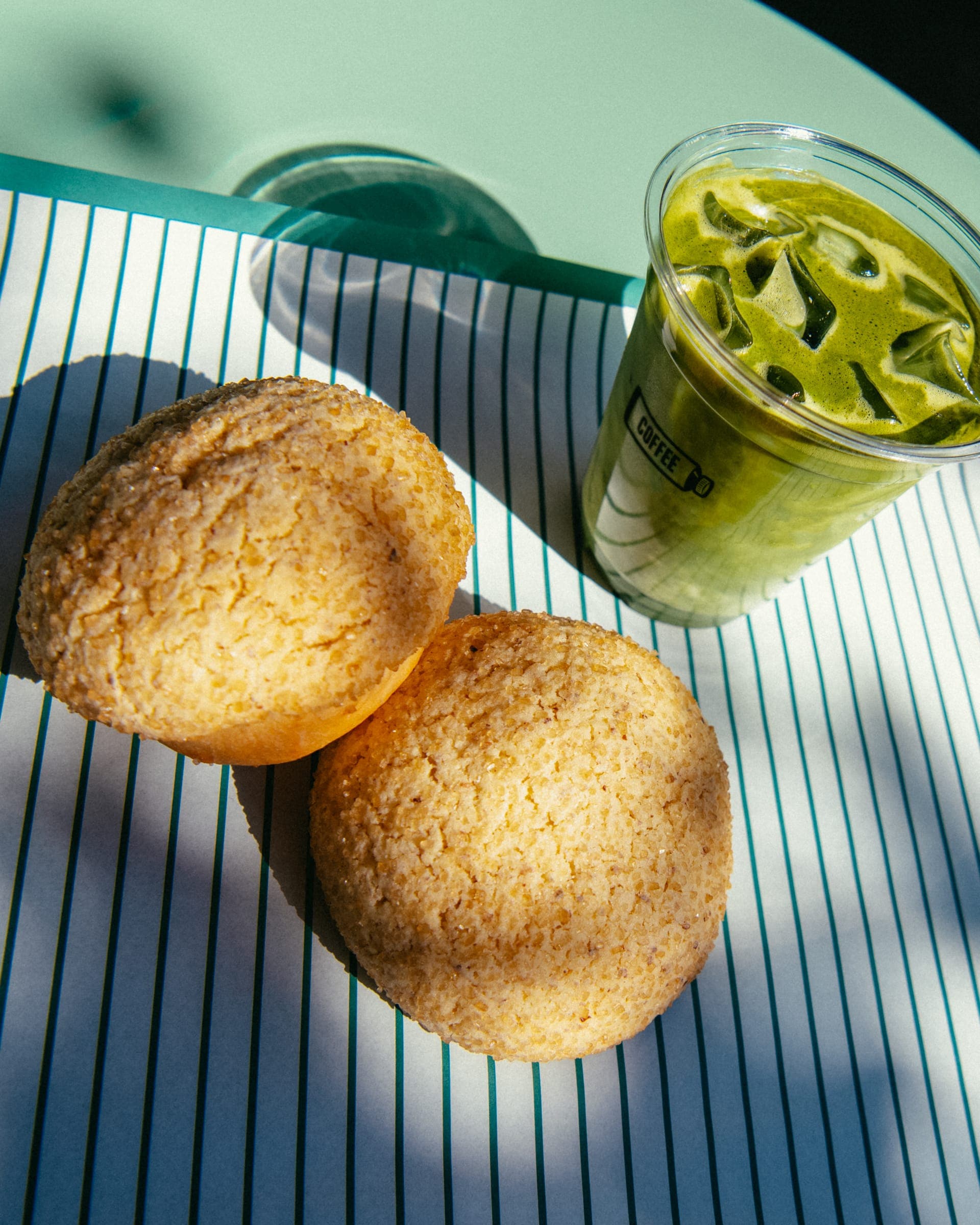 Melon Bread with Matcha latte